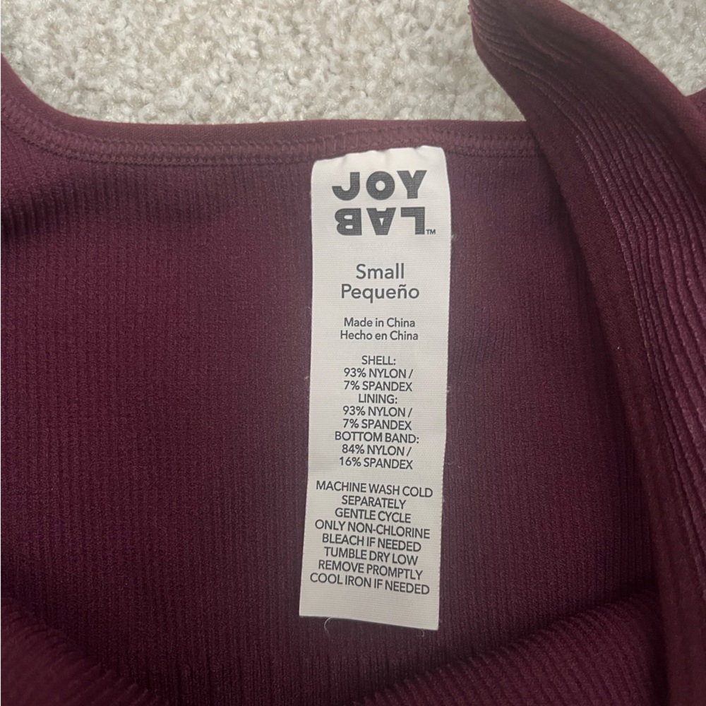 JoyLab Maroon Ribbed Top - Picture 3 of 3
